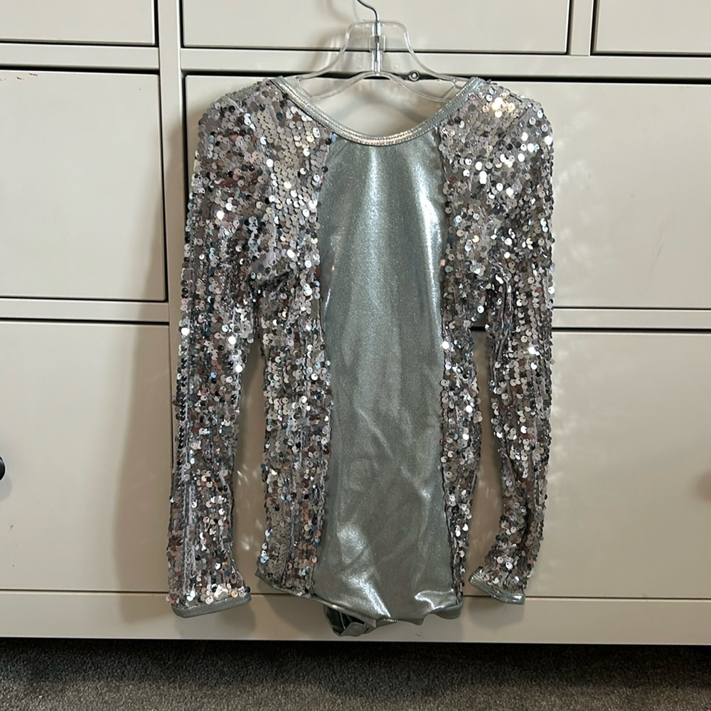 silver sparkly dance costume